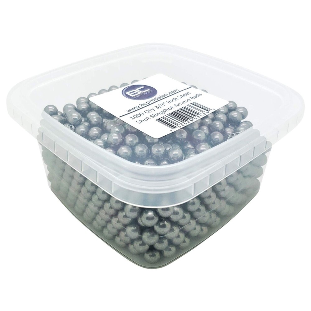 BC Precision 3/8 Slingshot Ammo Balls, 300 Qty, Grade A Steel Balls, Easy Grip, Smooth Pull Back, Accurate Flight, Slingshot Hunting