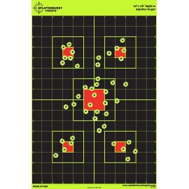 50 Pack - 12x18 Sight In Splatterburst Target - Instantly See Your Shots Burst Bright Florescent Yellow Upon Impact!