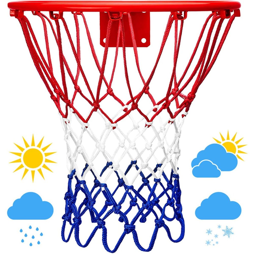 LAO XUE 2025 Upgraded Thickening Heavy Duty Basketball Net, Rainproof Sunscreen for All-Weather 21inches (6.88 Ounce) Standard Thick Nets,12 Loops for Indoor and Outdoor Replacement Net