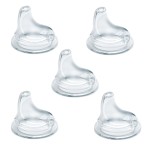 NUK Replacement Silicone Spout for Select NUK Cups, Spill-Proof, Soft Spout, Dishwasher-Safe, BPA-Free, Clear, Pack of 5