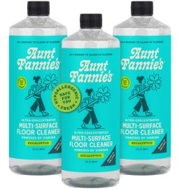 Aunt Fannie\'s Ultra Concentrated Floor Cleaner Vinegar Wash, Multi-Surface Solution For Mopping, Makes 16 Gallons, Eucalyptus Scent, 32 oz. (Pack of 3)