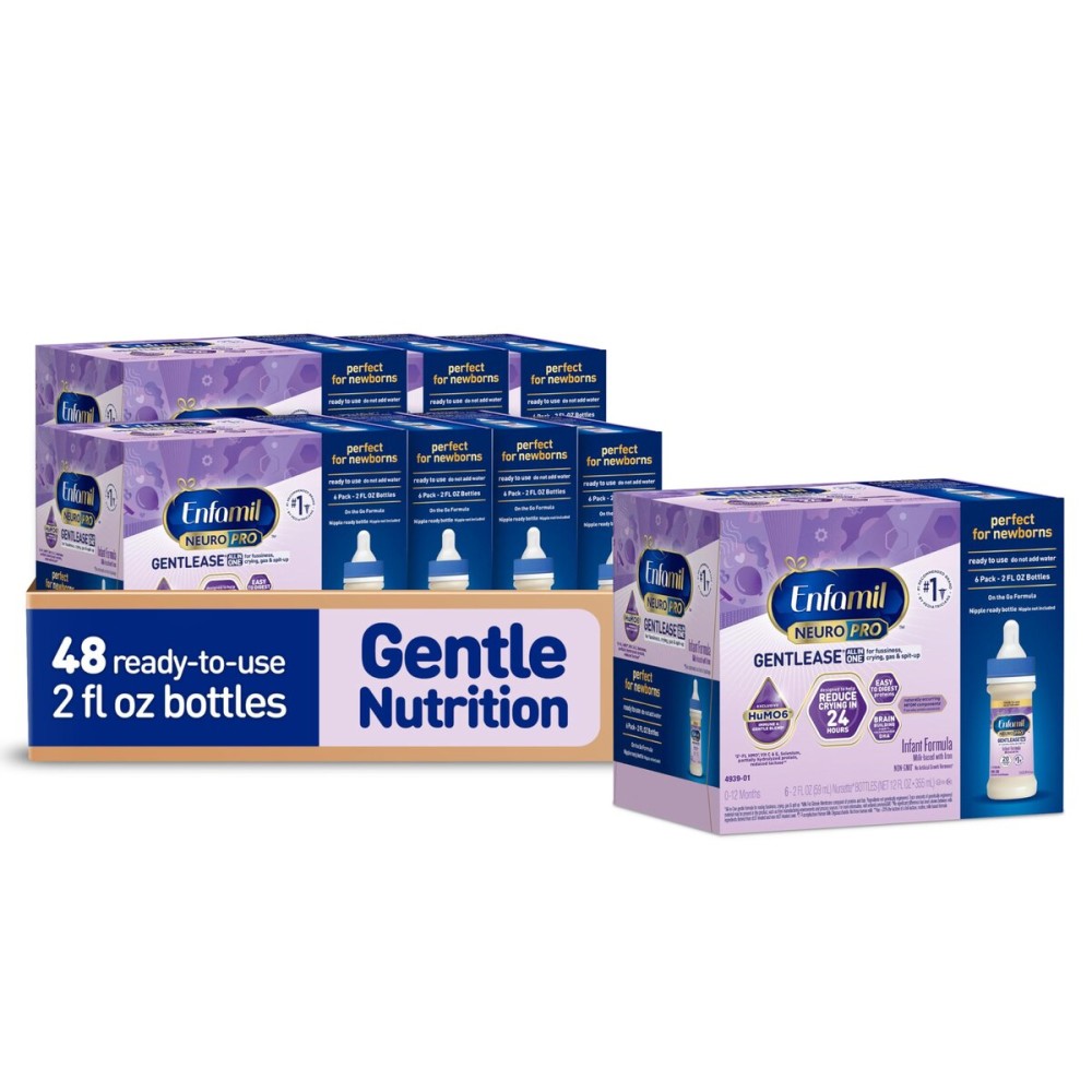 Enfamil NeuroPro Gentlease Baby Formula, Brain and Immune Support with DHA, Clinically Proven to Reduce Fussiness, Crying, Gas & Spit-Up in 24 Hours, 2 Fl Oz,6 Count (Pack of 8)