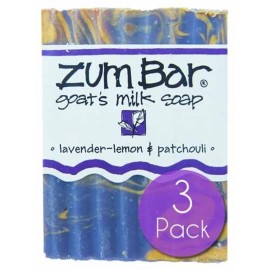 Zum Indigo Wild Goat\'s Milk Soap Bar - Bar Soap for Hands & Body Made with Essential Oils - 3 oz - Lavender-Lemon & Patchouli (3 Pack)