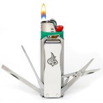 LighterBro Steel Icon - Stainless Steel Sleeve to Transform Your Pocket Lighter - Lighter Case with Poker, Super Sharp Knife & Scissors, Bottle Opener, Screwdrivers, & Keychain Holder
