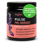 LEGION Pulse Pre Workout - All Natural Nitric Oxide Preworkout Drink to Boost Energy, Creatine Free, Naturally Sweetened, Beta Alanine, Citrulline, Alpha GPC (Grape)