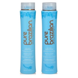 Pure Brazilian Anti-Frizz Daily Shampoo & Conditioner, Salt-Free & Color Safe, Enriched with Keratin, Argan Oil & Acai, 13.5 Ounce (400 Milliliter)