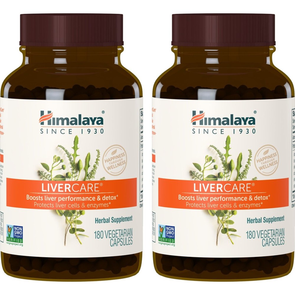 Himalaya LiverCare, 180 Day Supply - Herbal Liver Support Promoting Waste Elimination, Liver Cleanse, Detox, and Bile Production - Vegan, Non-GMO, Gluten Free, 375 mg, 180 Capsules (Pack of 2)
