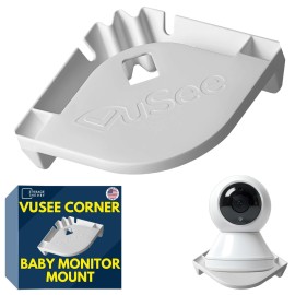 Vusee Corner Baby Monitor Mount - Adhesive Baby Camera Mount Shelf - No Drill Wall Shelf - Universal Camera Compatibility - White, 1 Pack