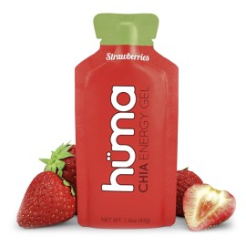 Huma Chia Energy Gel, Strawberries, 12 Gels - Premier Sports Nutrition for Endurance Exercise