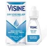 Visine Dry Eye Relief Lubricant Eye Drops, Artificial Tears with Polyethylene Glycol to Moisturize and Soothe Irritated, Gritty and Dry Eyes, Designed to Work Like Real Tears, 0.5 fl. oz