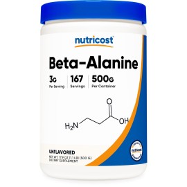 Nutricost Beta Alanine 500 Gram Bottles (2 Pack for 1 KG) - Pure Beta Alanine
