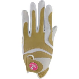Lady Classic Soft Flex Golf Glove for Women with Magnetic Ball Marker | Comfortable Grip, Removable Marker, Soft Leather Palm Patch - Stylish & Flexible Ladies Golf Glove (Beige/Left Hand/L)
