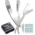 Utopia Care Professional Straight Razor for Men, Barber Straight Edge Razor Safety with 100 Pack Blades, Silver
