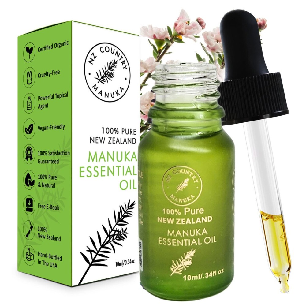 100% Pure New Zealand Manuka Oil | Organic Essential Oil | 35x Stronger Than Tea Tree | Natural Skin Care | Toenail Treatment | Diffuser | Aromatherapy | Nails | Hair | Skin | Lips
