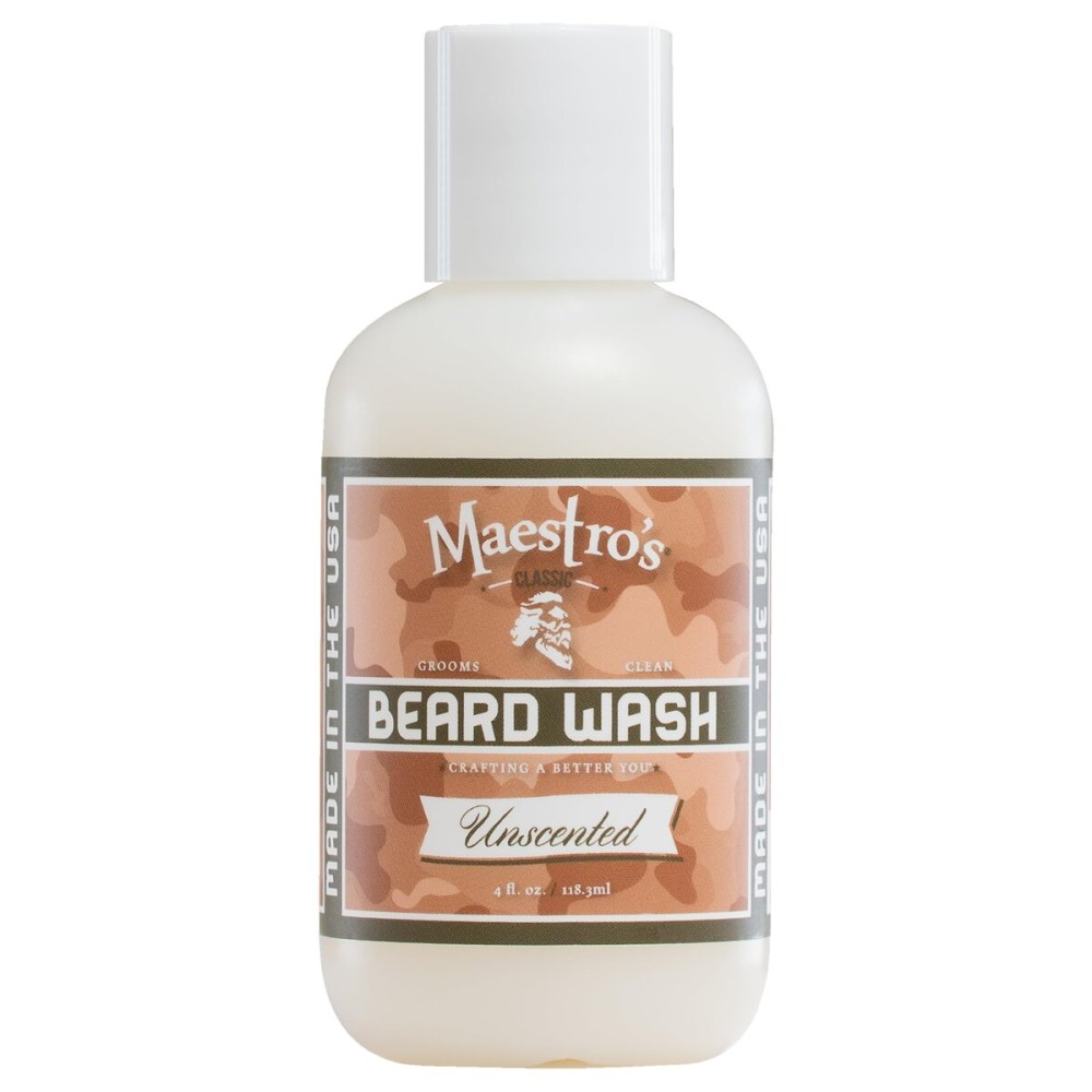 Maestro\'s Classic BEARD WASH | Deep Cleaning, Non-Drying, Fully Hydrating Gentle Cleanser For All Beard Types & Lengths- Unscented, 4 Ounce