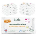 Eco by Naty Unscented Baby Plant based Compostable Wipes, 0% plastic, No nasty chemicals, White, 672 Count