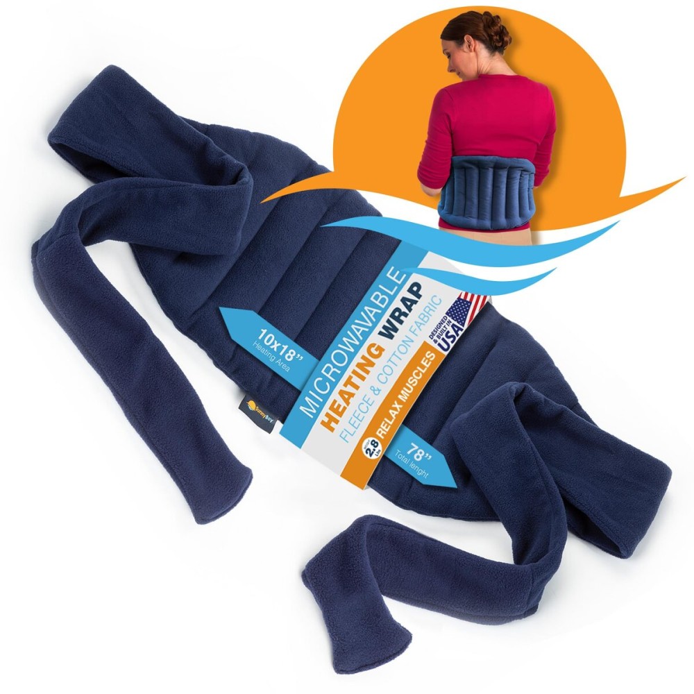 SunnyBay Microwave Heating Pad, Microwavable Moist Hot/Cool Bean Bag Wrap for Neck, Shoulder, Knee, or Back Pain with XL Fastening Straps, 10x18 Inch Heating Area, 2.8 Lbs, 78 Inches