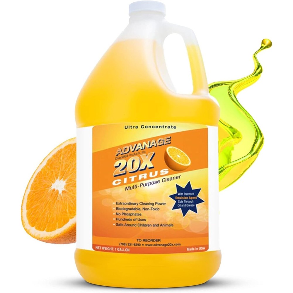 Advanage 20X Cleaner Concentrate Refill 128 oz | All Purpose Multi-Surface Cleaning Concentrate | Replace Every Household Cleaner | Natural and Citrus Scent, Human-Safe Cleaner USA Made