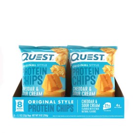 Quest Nutrition Cheddar & Sour Cream Protein Chips, Low Carb, Gluten Free, Potato Free, Baked, Pack of 8