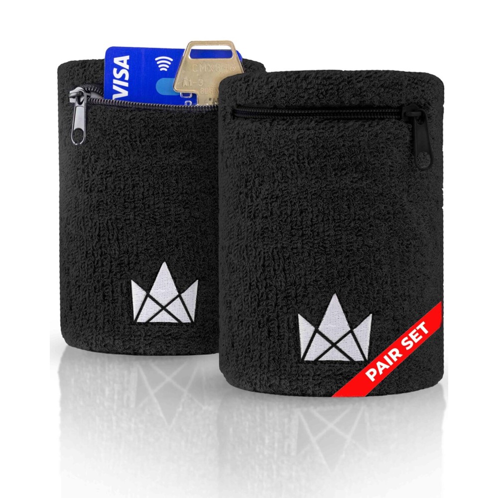 The Friendly Swede Wrist Wallets for Men & Women - Wristband Pocket with Zipper for Jogging, Cycling & Walking; Wrist Pouch for Men for Storing Cash, Keys & Credit Cards; Ankle Wallet - 2 Pack