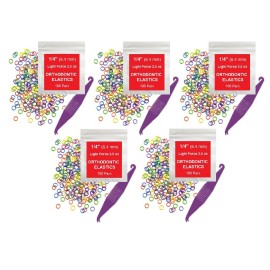 Orthodontic Rubber Bands for Braces - Premium Quality Elastic Teeth Rubber Bands for Braces, Fix Tooth Gaps, Dreadlocks, Includes Free Elastic Placer- Light Force 2.5 oz, 1/4 Inch, Neon (500 Pack)