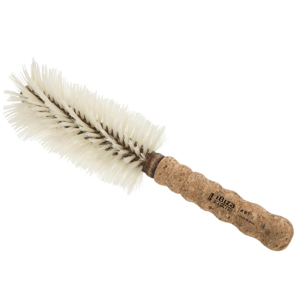 Ibiza Hair Boar Bristle Round Brush (B7-70mm) | Blonde Bristles & Cork Handle | Ideal for Color Treated Tresses | Big Waves or Tight Curls | Adds Shine & Texture for Long Styles & Large Sections