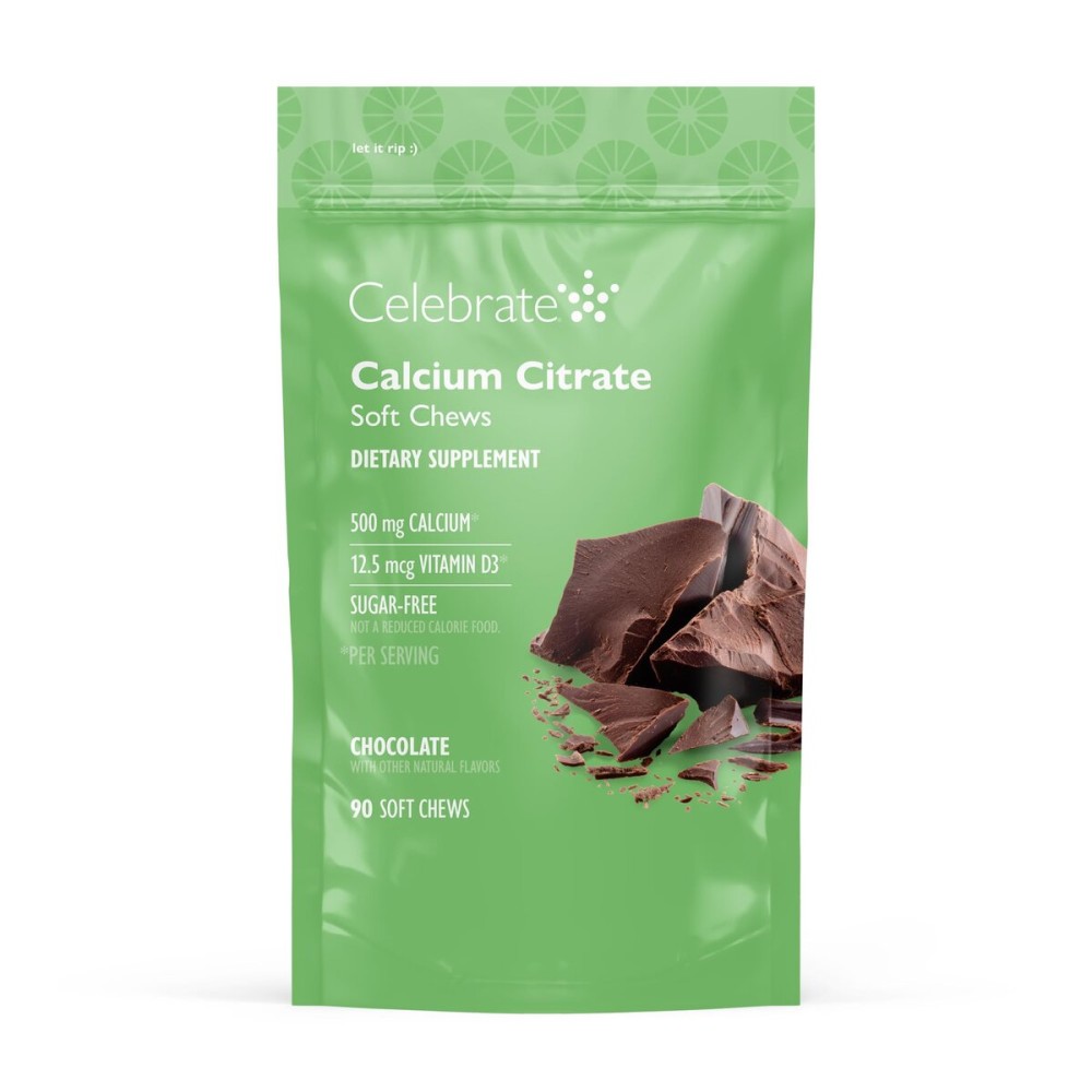 Celebrate Vitamins Bariatric 500mg Calcium Citrate Soft Chews with 500 IU Vitamin D3 - Essential for Gastric Bypass Patients & Bone Health - Sugar & Gluten Free, Chocolate (90 Chews)