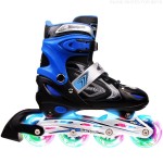 XINO SPORTS Adjustable Inline Skates for Boys and Girls - Pro Quality - Beginner Friendly with Illuminating LED Light-Up Wheels, for Indoor and Outdoor Skating (Blue, Medium 1-4)