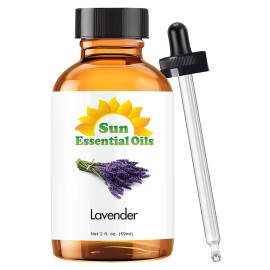 Sun Essential Oil - Lavender Essential Oil 2 oz (59 ml) for Diffuser, Humidifier, Skin, Aromatherapy Massage, Scented for Soap & Candle Making at Home, Calming Aroma for Sleep