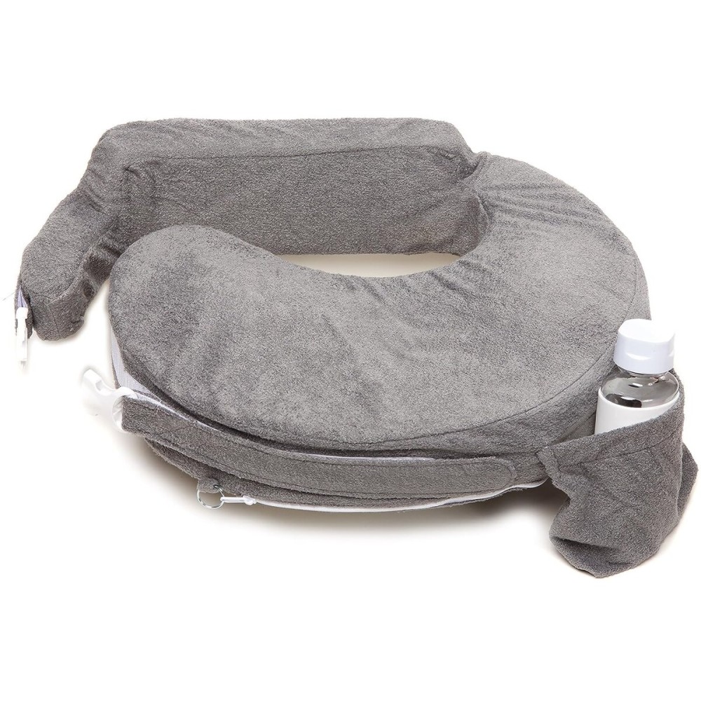 My Brest Friend Nursing Pillow - Deluxe - Enhanced Comfort w/ Slipcover - Ergonomic Breastfeeding Pillow For Ultimate Support For Mom & Baby - Adjustable Pillow W/ Handy Side Pocket, Evening Grey