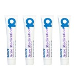 Rugby Acne Medication Benzoyl Peroxide Gel USP, 10% - Clear Up Acne Pimples - Greaseless, Vanishing Formula - 1.5 Oz (42.5g) - 4 Pack