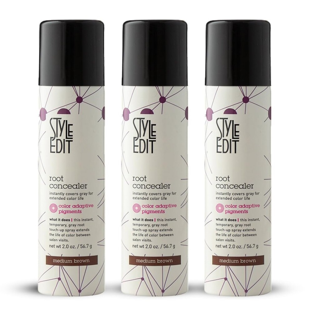 Style Edit Root Touch Up Spray | Temporary Hair Color for Gray Roots and Thinning Hair | Salon-Quality, Transfer-Resistant Hair Concealer | Medium Brown, 2 oz