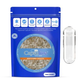 Capsuline Size 0 Empty Gelatin Capsules, Clear - 1000 Count | Gluten Free, Kosher, Non-GMO Certified | Pure Bovine Pill Caps for DIY Supplement Filling - 1000