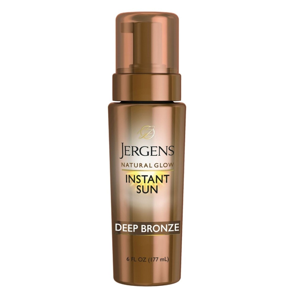 Jergens Natural Glow Instant Sun Body Mousse, Self Tanner for Deep Bronze Tan, Sunless Tanning Body Bronzer for Natural Looking Color Instantly, 6 Oz