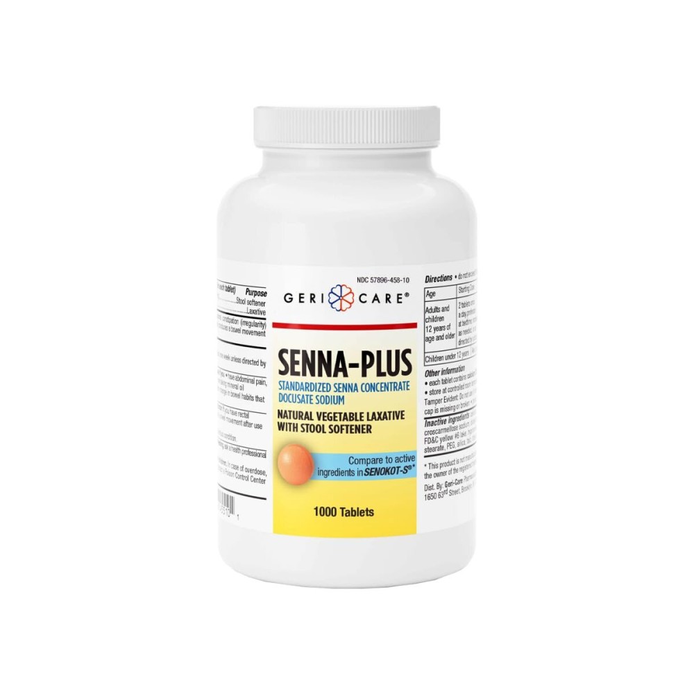 GeriCare Senna Plus Laxative Tablets, 50 mg / 8.6 mg Strength Docusate Sodium / Sennosides (1000 Tablets)