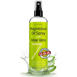Seven Minerals Pure Magnesium Oil Spray with Aloe Vera 12oz - Pharmaceutical (USP) Grade, Highest Strength with Instant Relief for Feet, Sleep, Muscle Pain & Cramps - Mined in The USA