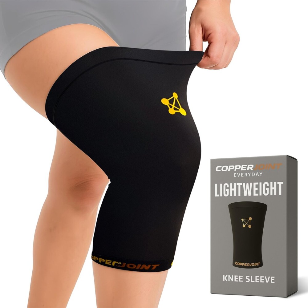 CopperJoint Knee Compression Sleeve Knee Support for Women & Men - Breathable Copper Infused Nylon - Non-Slip - For Pain Relief, Recovery, Swelling & Circulation - Single Sleeve Only (Medium)