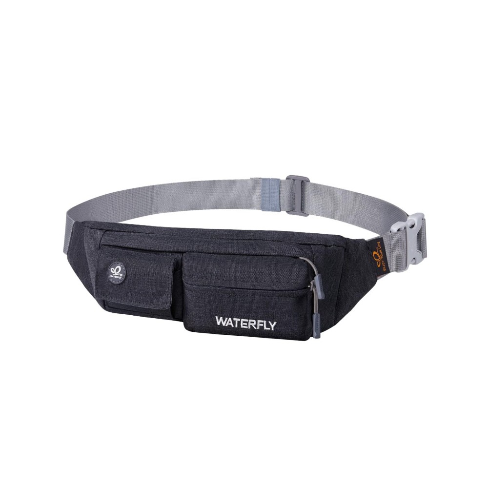 WATERFLY Fanny Pack for Women Men Water Resistant Small Waist Pouch Slim Belt Bag with 4 Pockets Lightweight Crossbody Chest Bag Fit All Phones, 11.02 x 2.1 x 4.3 inch