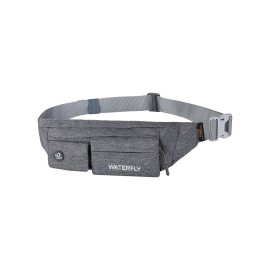 Waterfly Slim Soft Polyester Water Resistant Waist Bag Pack for Man Women Outdoors Running Climbing Carrying iPhone 5 6 Plus Samsung S5 S6 (Gray)