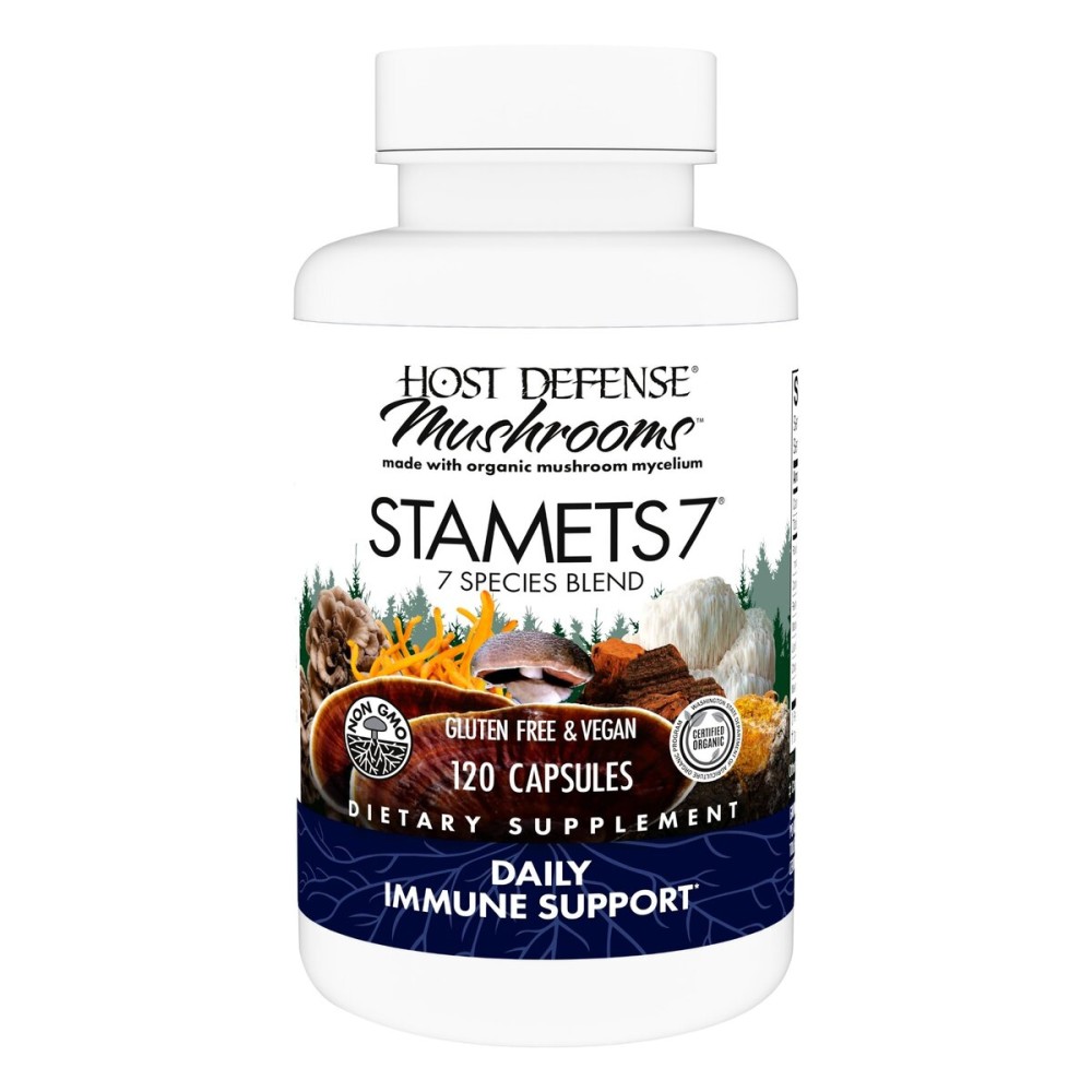 Host Defense Stamets 7-7 Species Blend - Mushroom Supplement for Immune Support - Includes Royal Sun Blazei, Cordyceps, Reishi, Maitake, Lion\'s Mane, Chaga & Mesima - 120 Capsules