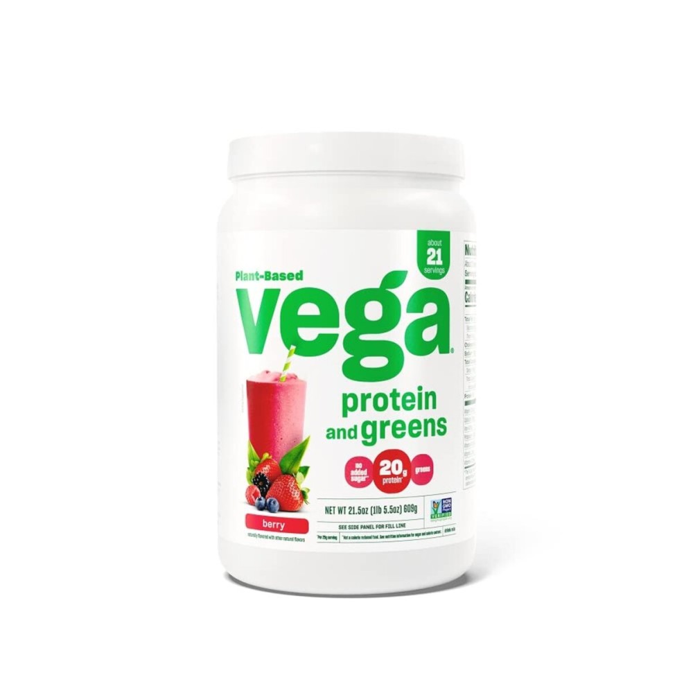 Vega Protein and Greens Protein Powder, Berry - 20g Plant Based Protein Plus Veggies, Vegan, Non GMO, Pea Protein for Women and Men, 1.3 lbs (Packaging May Vary) (Pack of 1)