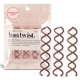 Kitsch Spiral Bobby Pins for Girls and Women - Hair Bun Maker | Rounded Tips, Chip-Resistant Bun Twist Spiral Hair Pins | Secure Hold All-Day | Ideal Gifts for Women - 3Pcs, Brown