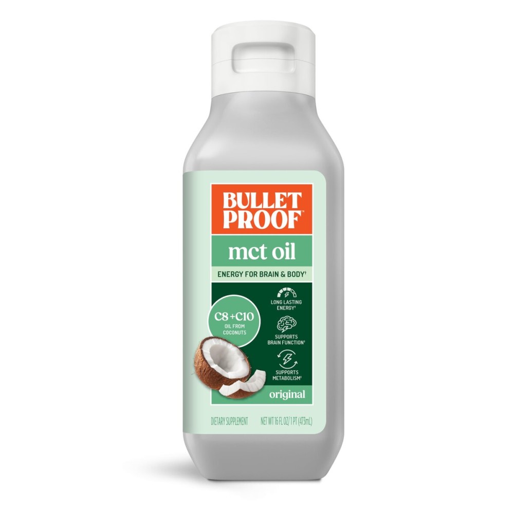 Bulletproof MCT Oil Made with C10 and C8 Oil, 16 Ounces, Keto Supplement for Sustained Energy, Brain and Body Fuel, Add to Coffee and Smoothies, Packaging May Vary