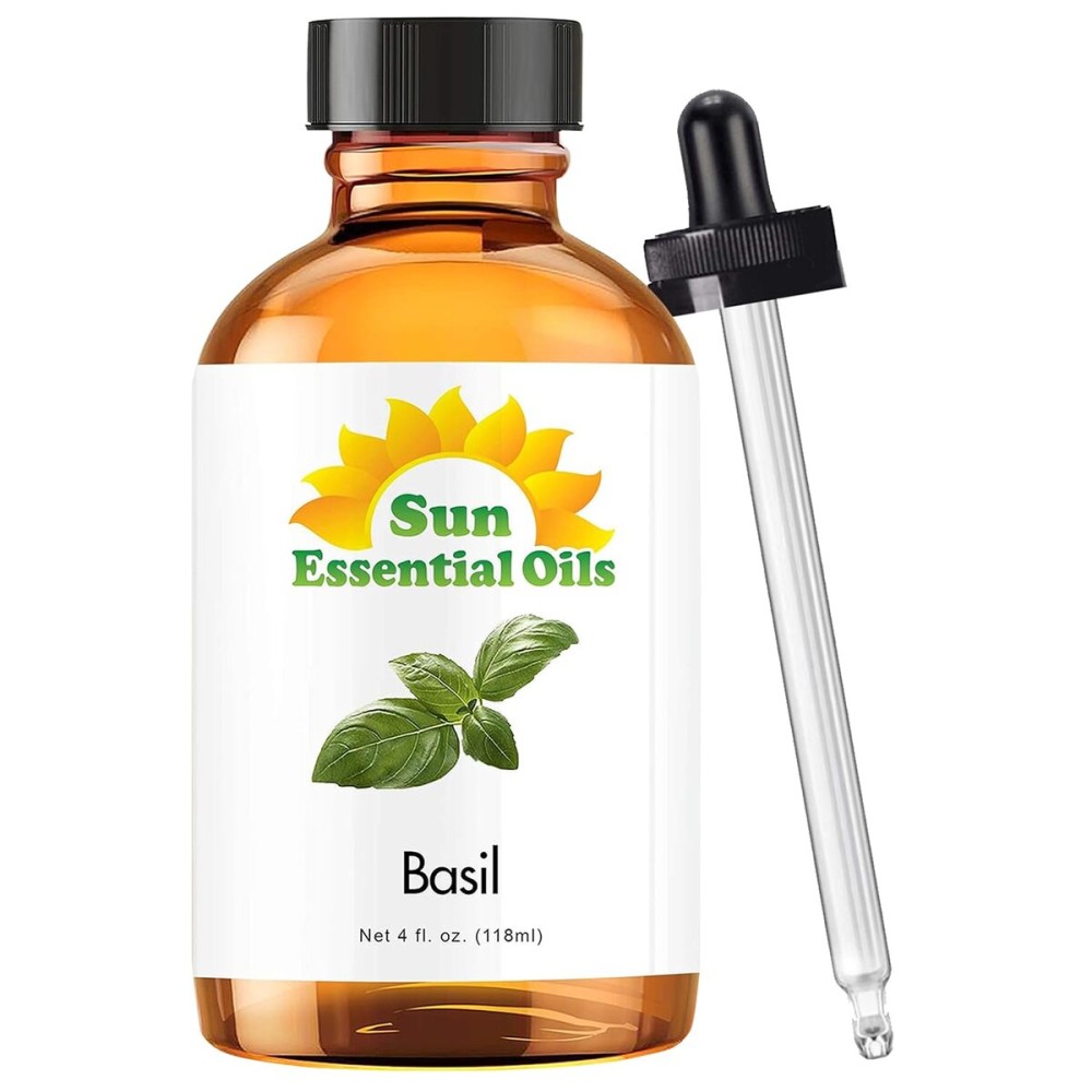 Sun Essential Oils 4oz - Basil Essential Oil - 4 Fluid Ounces - Basil Oil Organic