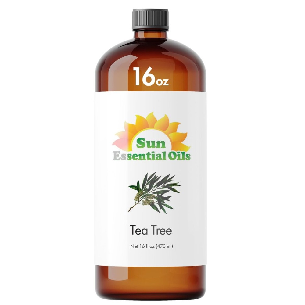 Sun Essential Oils - 16 oz Tea Tree Essential Oil for Skin, Hair, Scalp, Diffuser, Humidifier & Aromatherapy Massage - Scent for DIY Soap, Candle, Shampoo & Lotion Making at Home