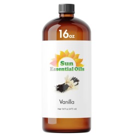 Sun Essential Oils - Vanilla Essential Oil 16 oz for Diffuser, Skin, Hair, Humidifier & Aromatherapy Massage, Scent for Candle, Lotion & Soap Making & Room Freshener