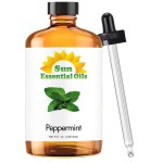 Sun Essential Oils - Peppermint Essential Oil (8 oz) with Dropper for Diffuser, Humidifier, Skin & Aromatherapy Body Massage, Candle & Soap Making for Home