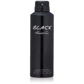 Kenneth Cole Black All Over Body Spray for Men, Aromatic Woody Fragrance, Notes of Watermint, Mandarin, Cedar, and Musk, Long-Lasting Cologne, 6.0 Fl. Oz