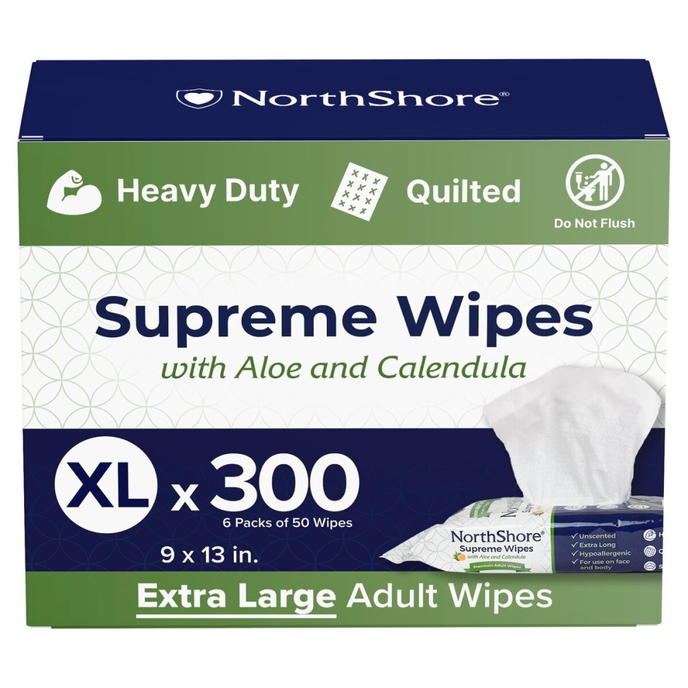 NorthShore Supreme Heavy-Duty Quilted Wipes, X-Large, Case/300 (6/50s)