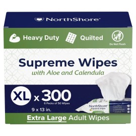 NorthShore Supreme Heavy-Duty Quilted Wipes, X-Large, Case/300 (6/50s)